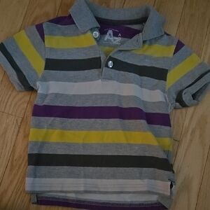 Arizona Jean Company Gray and Yellow Polo with Stripes